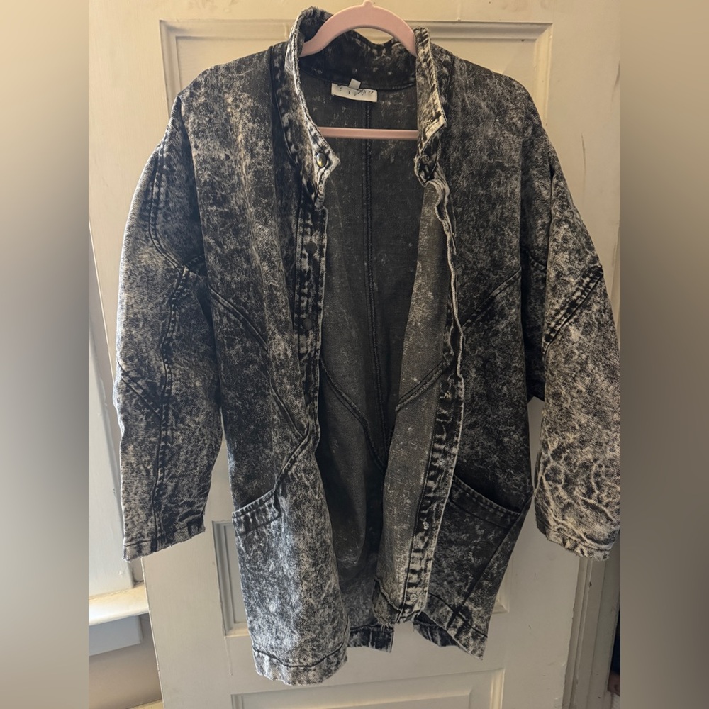 Black Acid Wash Denim Jacket Small